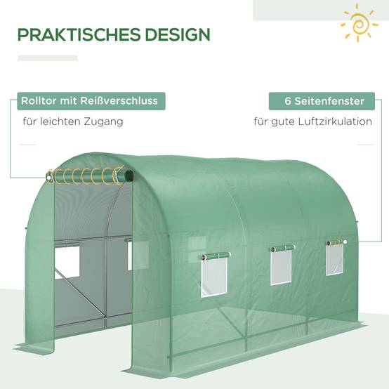 Serre Tunnel Jardin 7m² Acier PE Protection Tomates 350x200cm - ComfortXL Outdoor Living - Image 6
