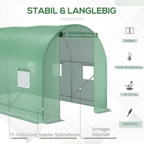Serre Tunnel Jardin 7m² Acier PE Protection Tomates 350x200cm - ComfortXL Outdoor Living - Image 4