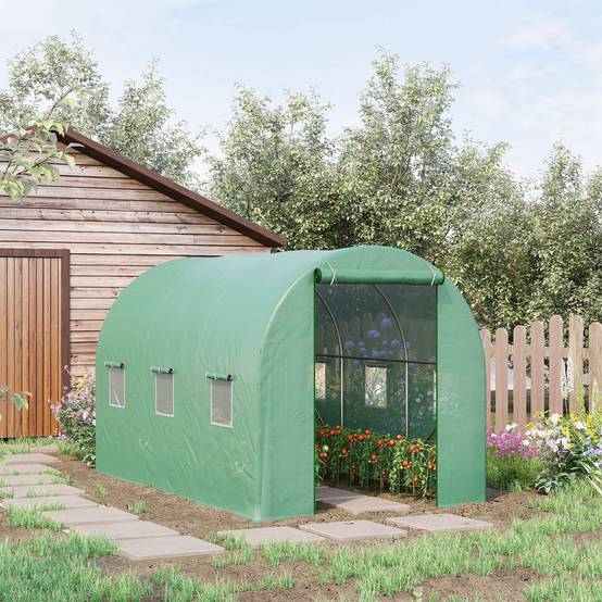 Serre Tunnel Jardin 7m² Acier PE Protection Tomates 350x200cm - ComfortXL Outdoor Living - Image 1