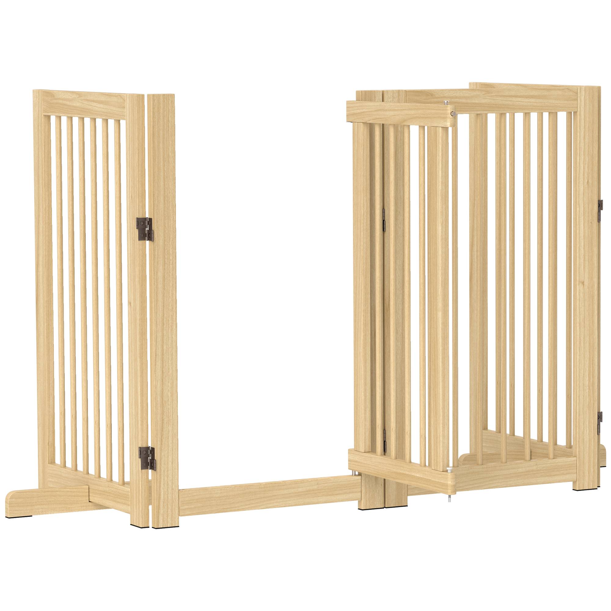 Barrière pour chien, autoportante, pliable, porte et pieds, cadre bois, 220x36x91 cm - Image 2
