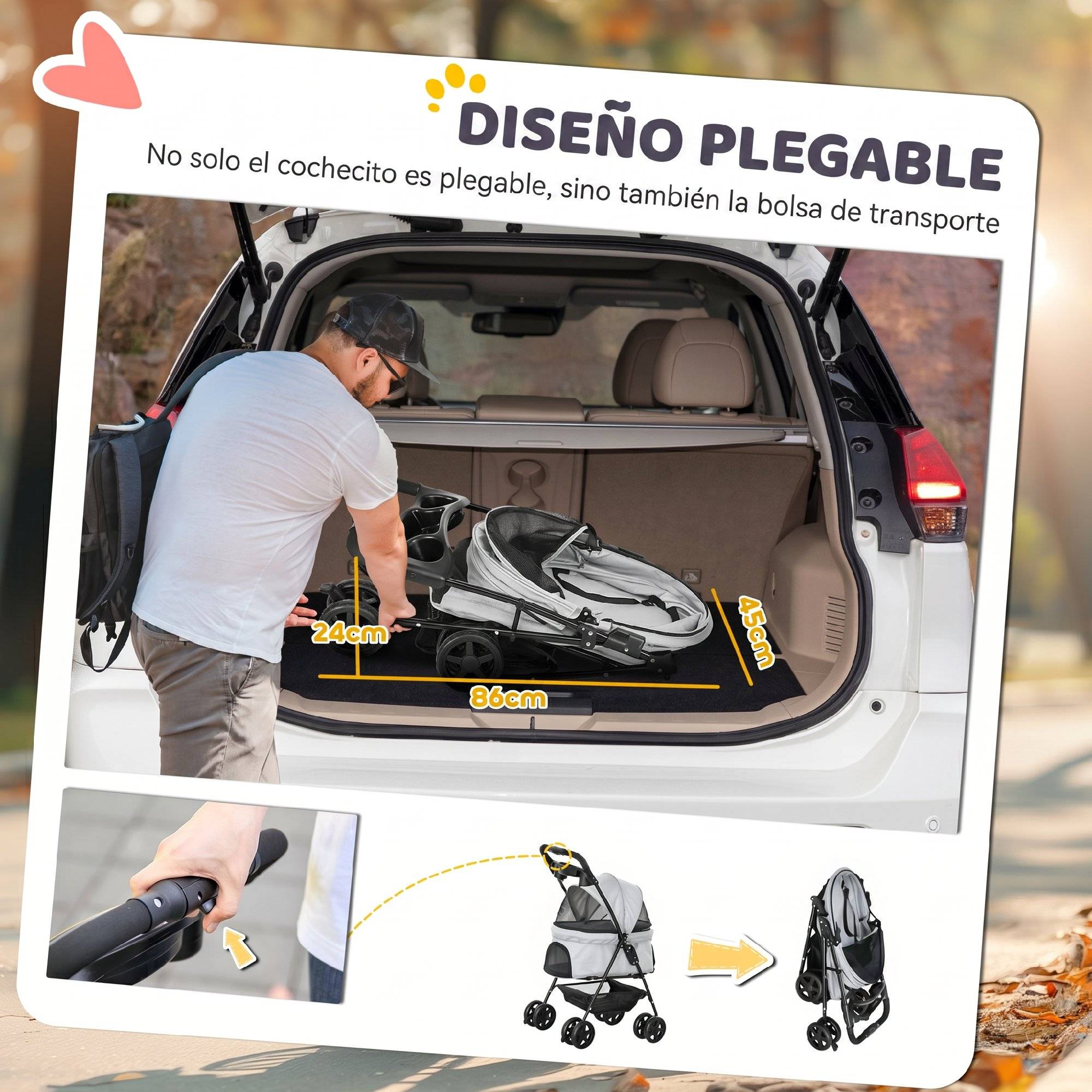 ComfortXL - Poussette pour chien acier tissu Oxford gris clair 67x45x96 cm pliable sécurisée - ComfortXL Outdoor Living - Image 7