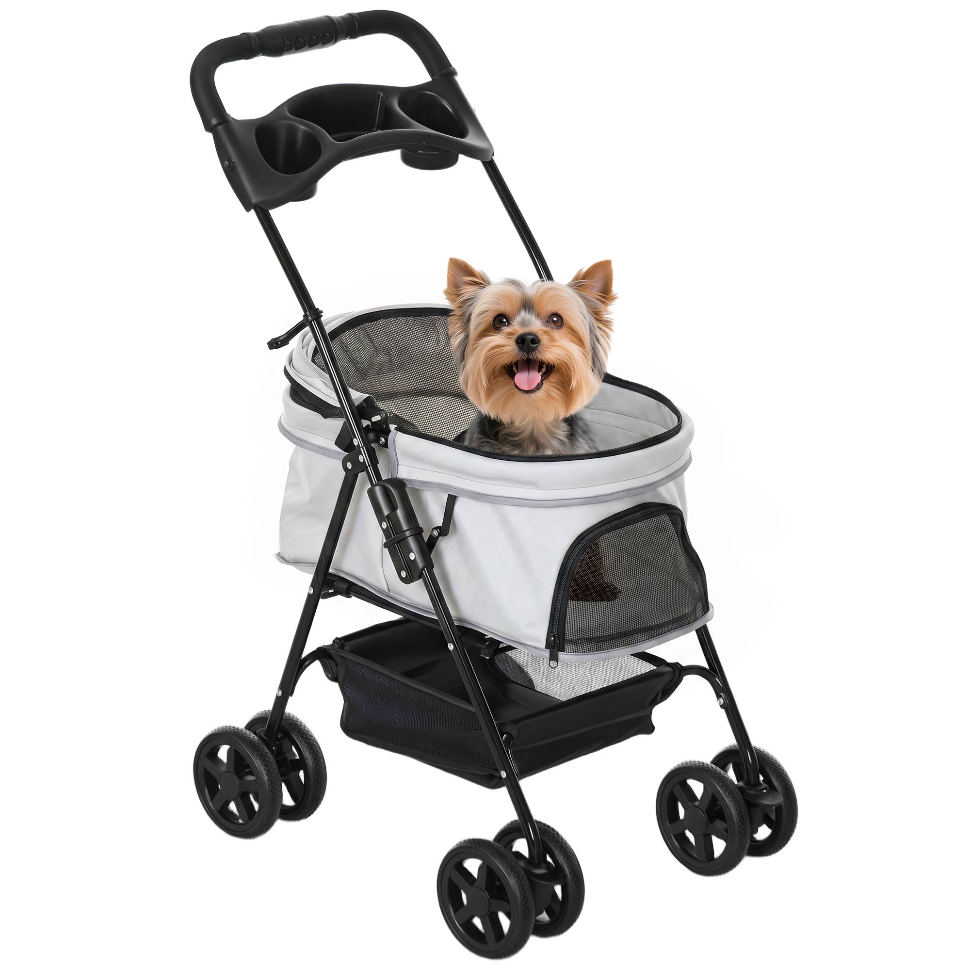 ComfortXL - Poussette pour chien acier tissu Oxford gris clair 67x45x96 cm pliable sécurisée - ComfortXL Outdoor Living - Image 1