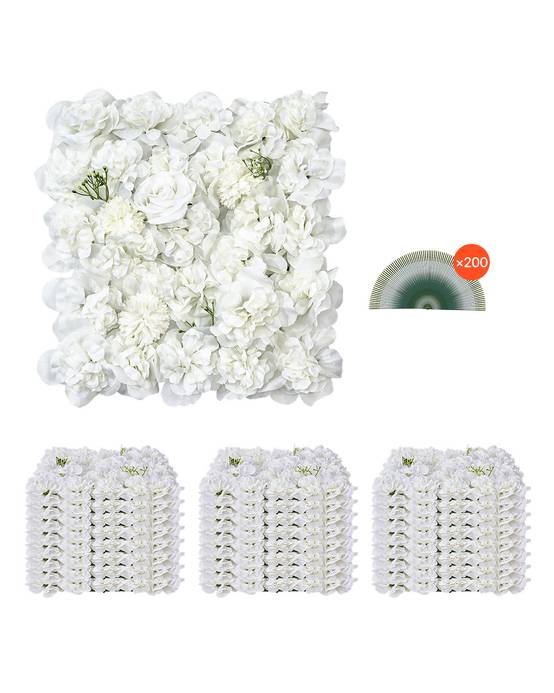 VEVOR Panneau mural décoratif floral 24pcs, 38x38cm, 3D, mariage, fond blanc. - Image 1