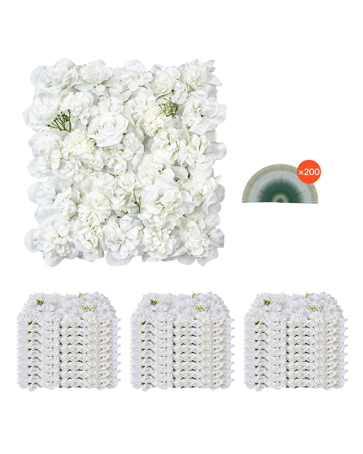 VEVOR Panneau mural décoratif floral 24pcs, 38x38cm, 3D, mariage, fond blanc. - Image 1