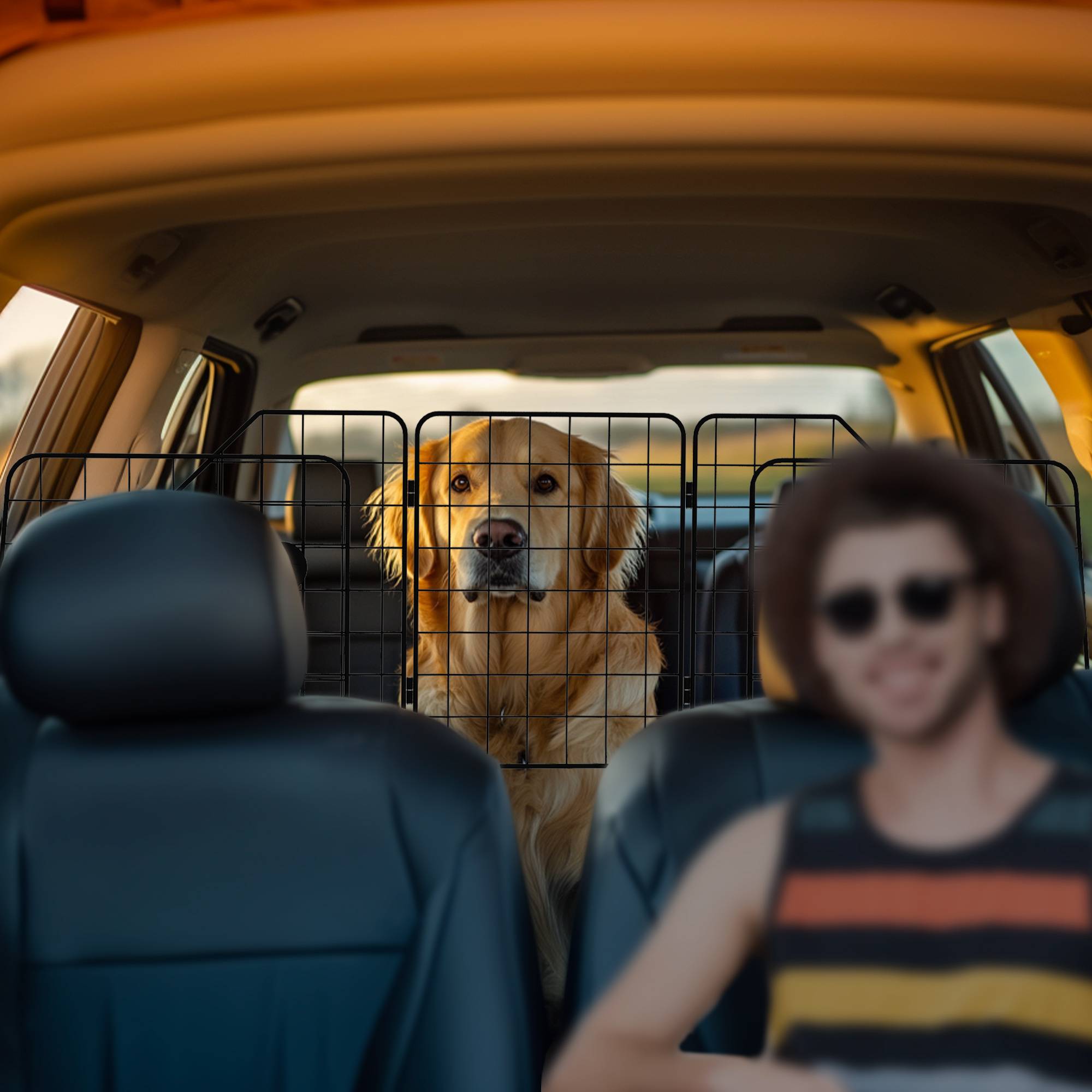 Sans Marque - Grille séparation voiture chien pliable largeur ajustable 93-150 cm barrière chien universelle noir - Image 4