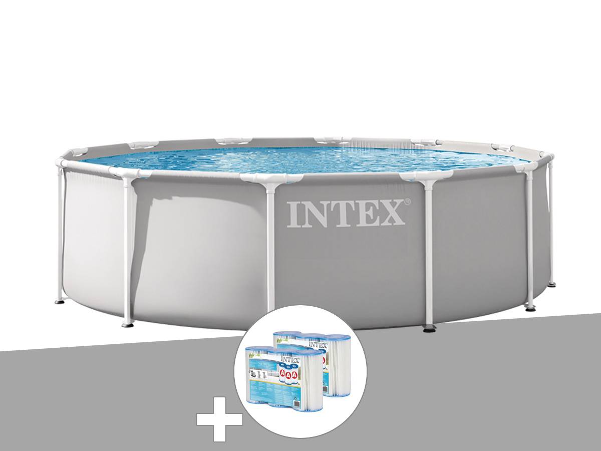 Kit piscine tubulaire Intex Prism Frame ronde 3,05 x 0,76 m + 6 cartouches de filtration