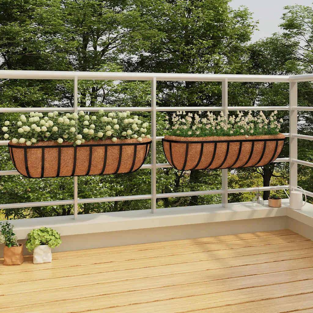 Jardinières murales acier et coco noir 61 x 19 x 16 cm - PANGIVO - Image 1
