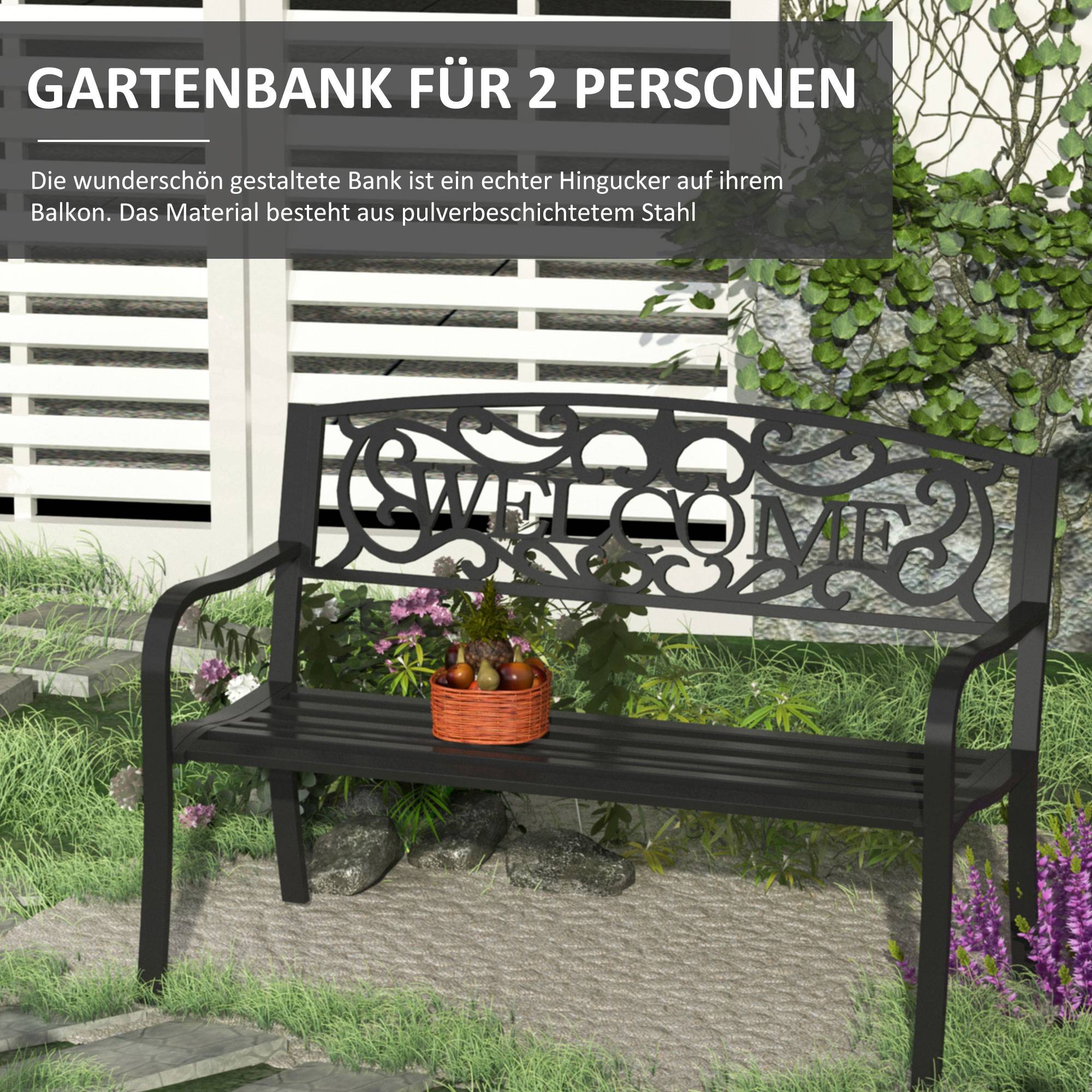Banc de jardin, banc 2 places, banc de parc, mobilier de jardin en métal - Image 7