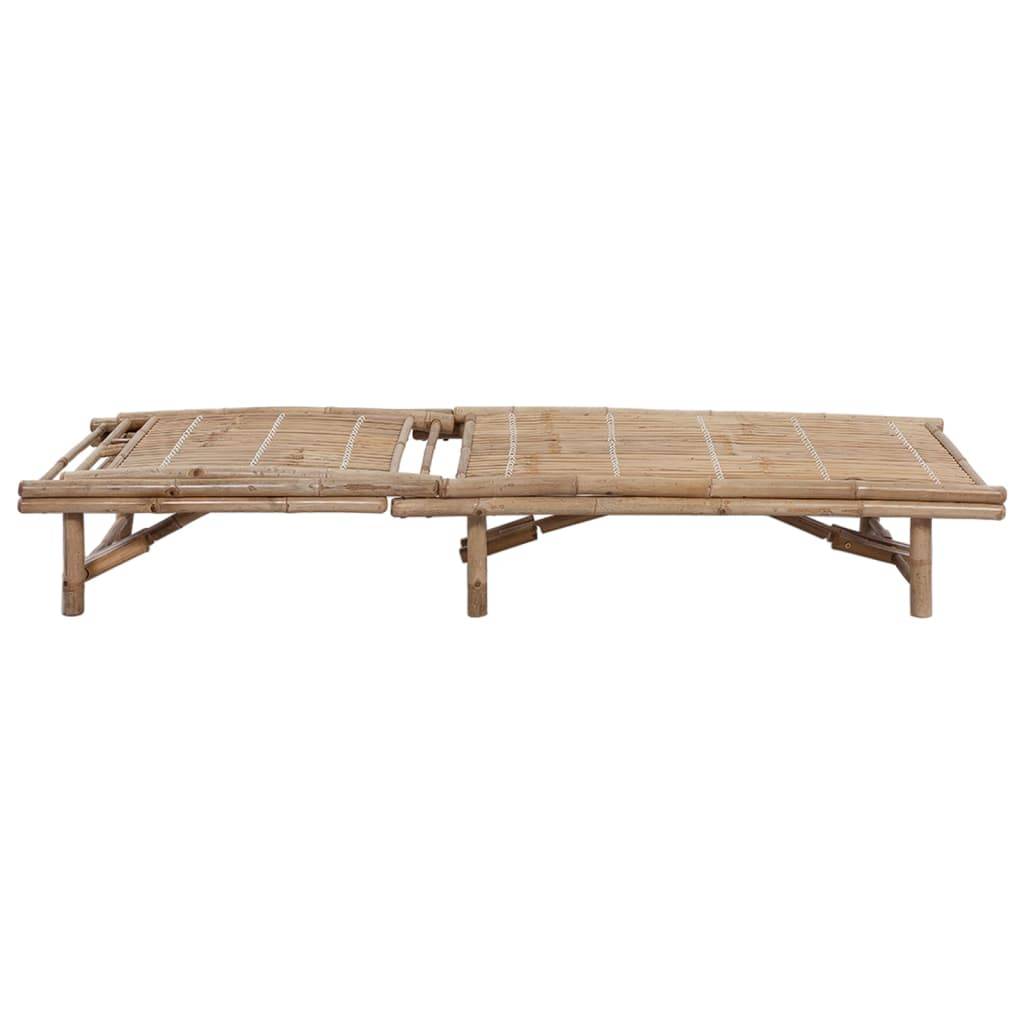 Chaise longue jardin bambou avec coussin beige 200 x 65 x 30/87 cm - PANGIVO - Image 4