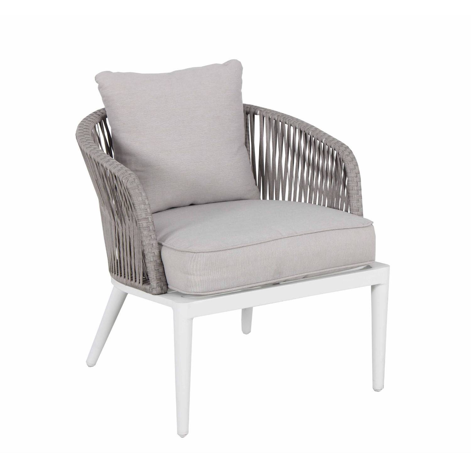 Autre - Salon de jardin cordes et aluminium - Blanc gris - intérieur/extérieur - CARMEN - Image 4