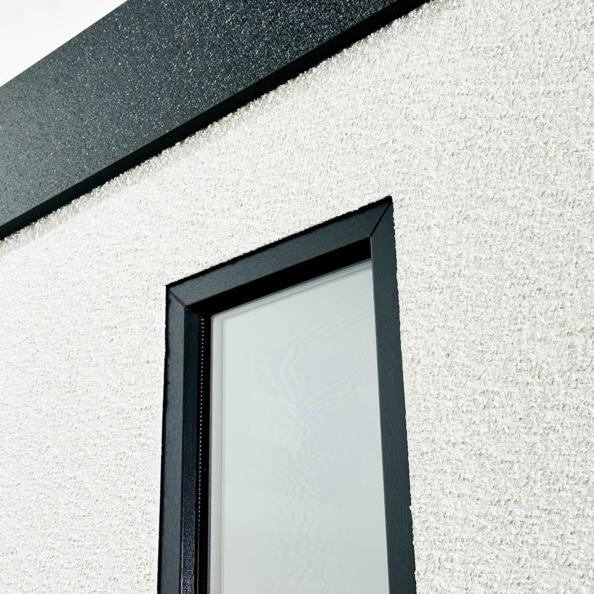 Abri de jardin en métal finition crépi 2900 x 2560 mm blanc avec auvent à droite 2000 x 2560 mm anthracite - Image 3