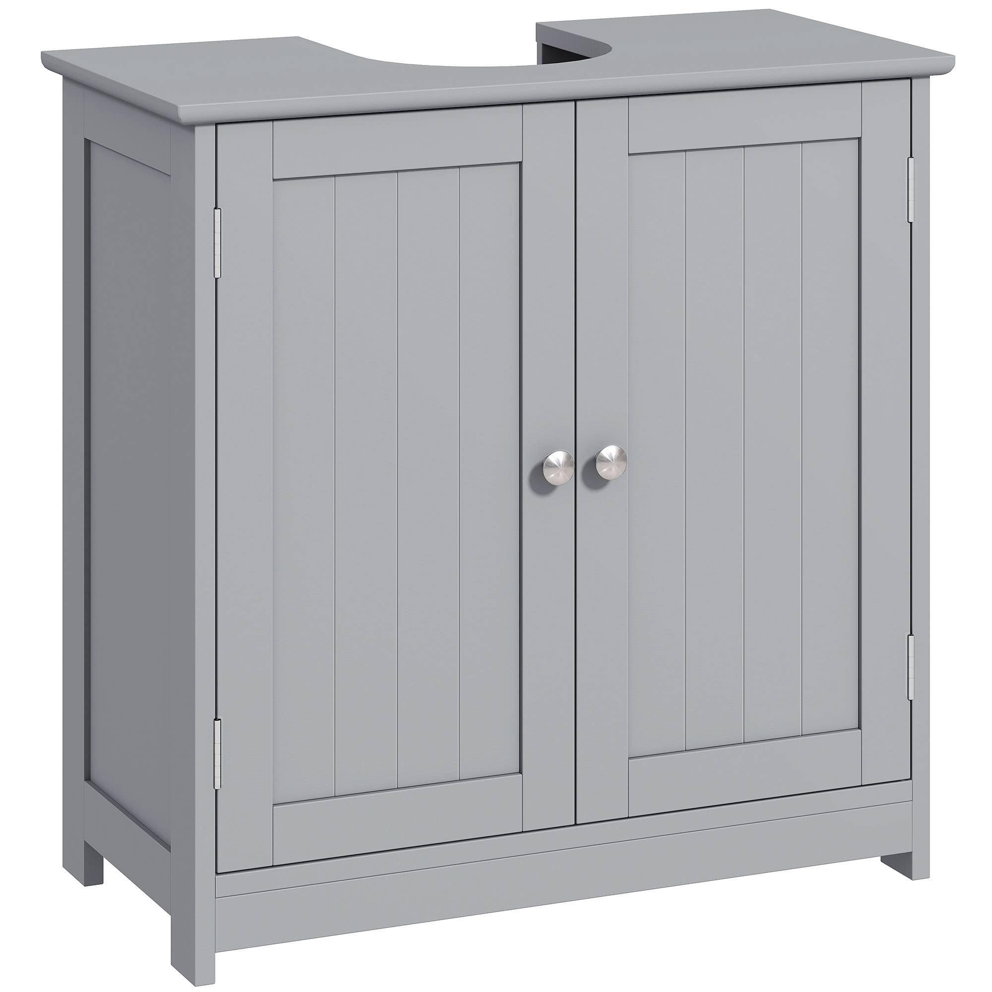 Sans Marque - Meuble salle bain sous lavabo meuble sous-vasque placard 2 portes étagère 60x30x60 cm bois Gris - Image 1
