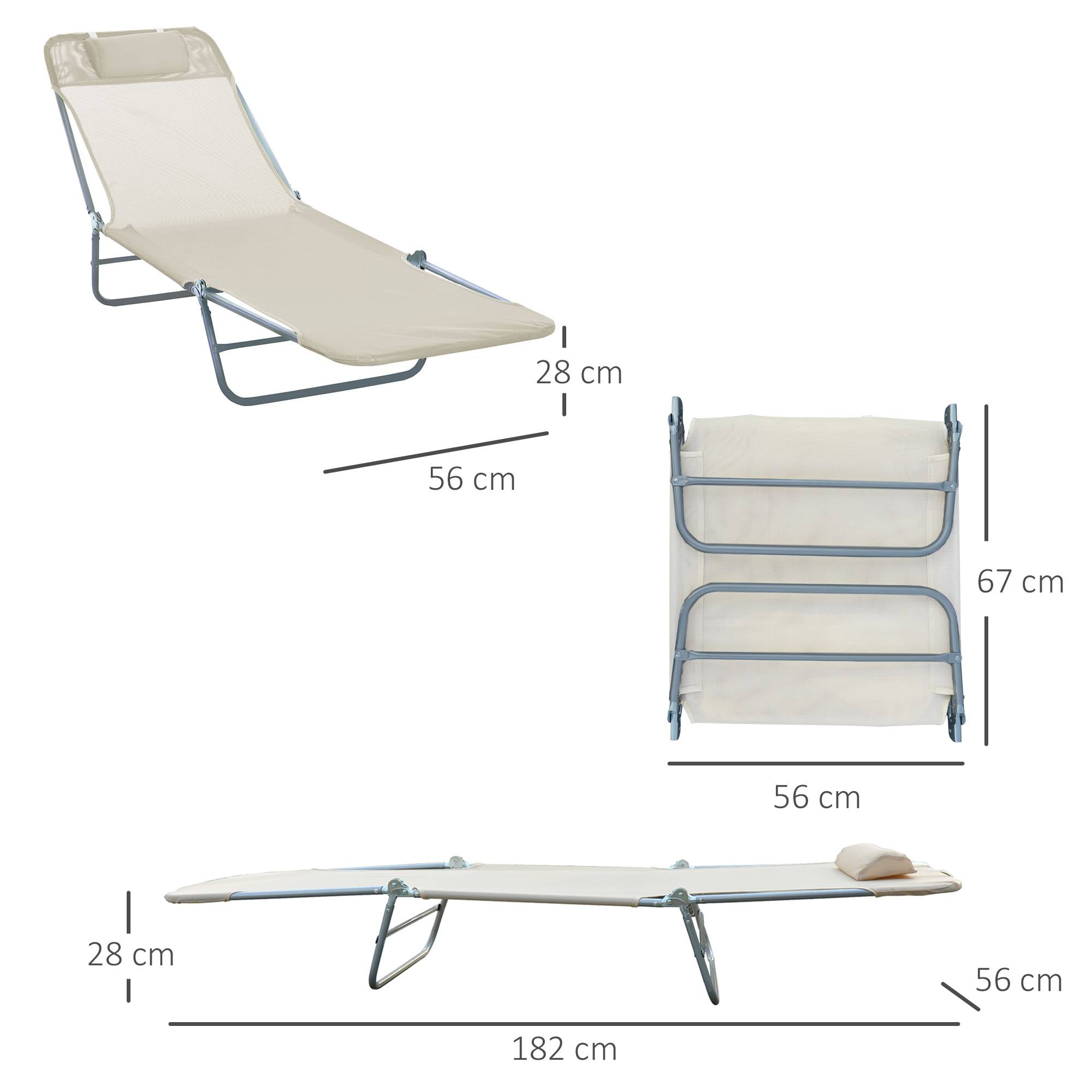 Sans Marque - Transat pliant avec dossier inclinable et coussin, 182 x 56 x 24,5 cm - Image 5