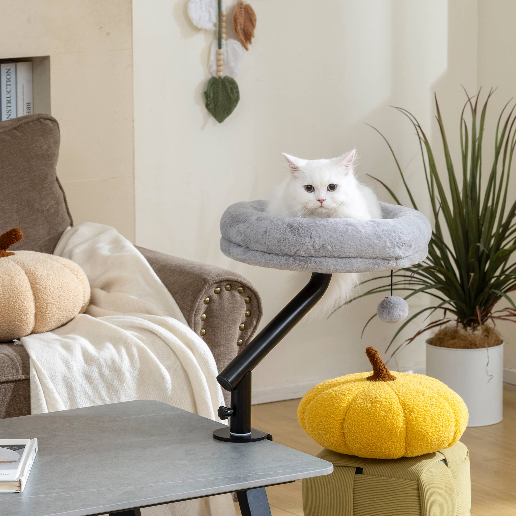 ComfortXL - Lit de bureau pour chat acier 35x35x48 cm gris fenêtre réglable 360° et lavable - ComfortXL Outdoor Living - Image 9