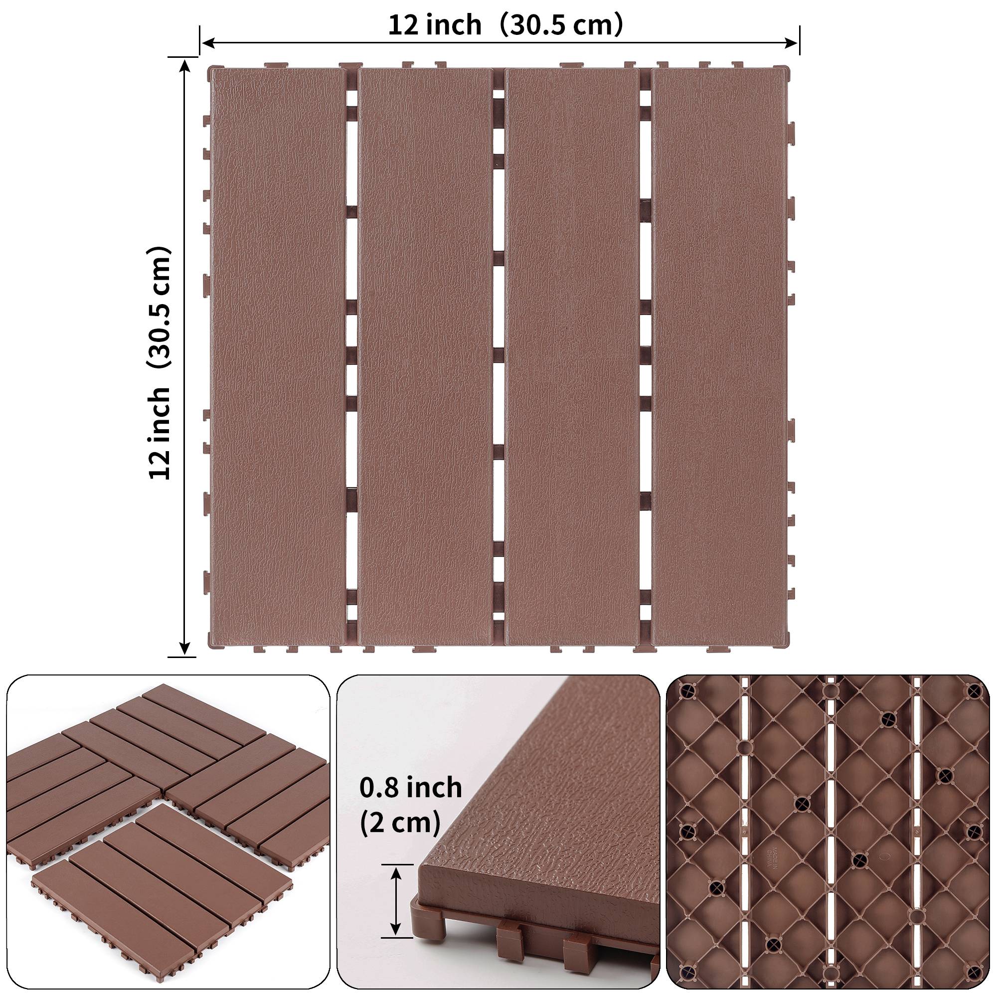 Dalles de Terrasse Clipsables PP Balcon Jardin Imperméable 30,5x30,5cm Marron Lot 44 - ComfortXL Outdoor Living - Image 2