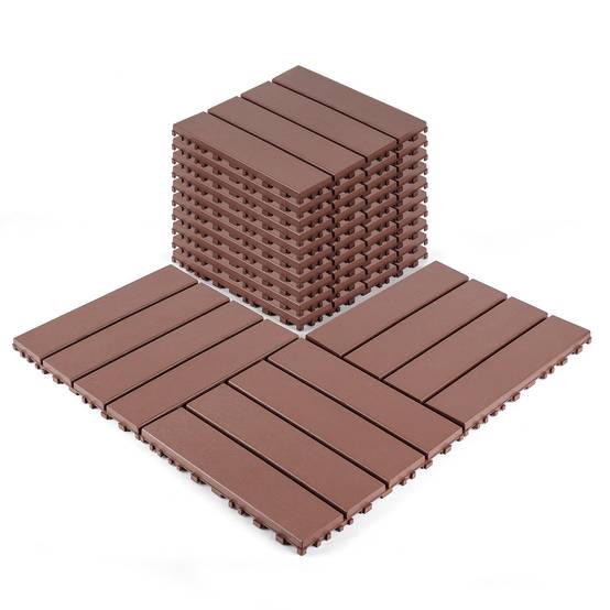 Dalles de Terrasse Clipsables PP Balcon Jardin Imperméable 30,5x30,5cm Marron Lot 44 - ComfortXL Outdoor Living - Image 4