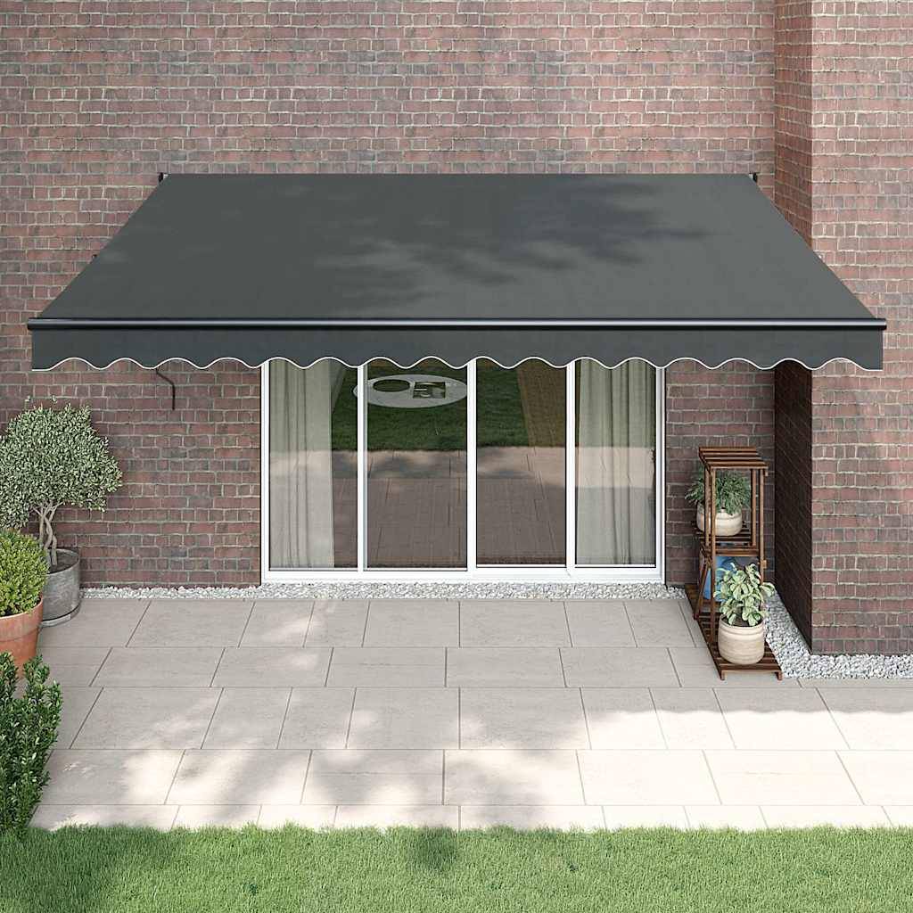 Grand auvent rétractable mural aluminium terrasse bouclier soleil anthracite 4,5x3 m - ComfortXL Outdoor Living - Image 1