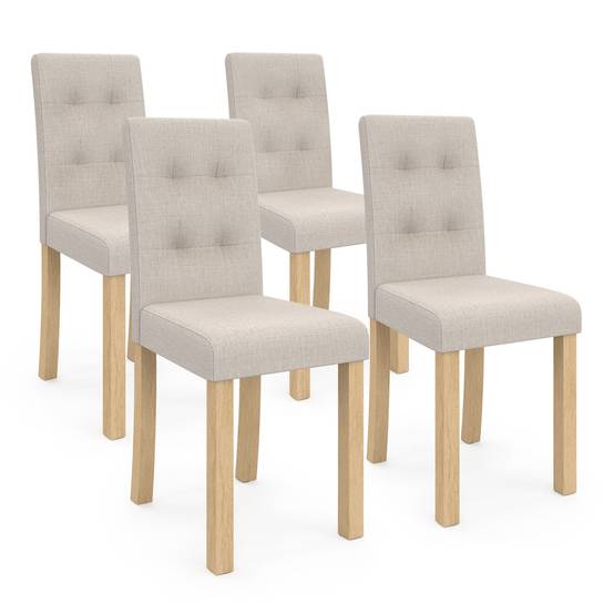 Lot de 4 chaises POLGA capitonnées beiges pour salle à manger - Image 2