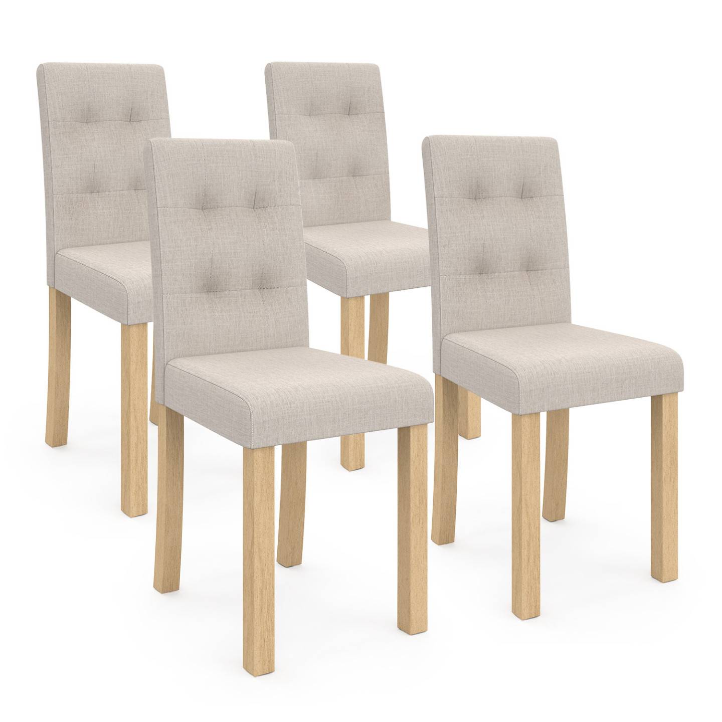 Lot de 4 chaises POLGA capitonnées beiges pour salle à manger - Image 2