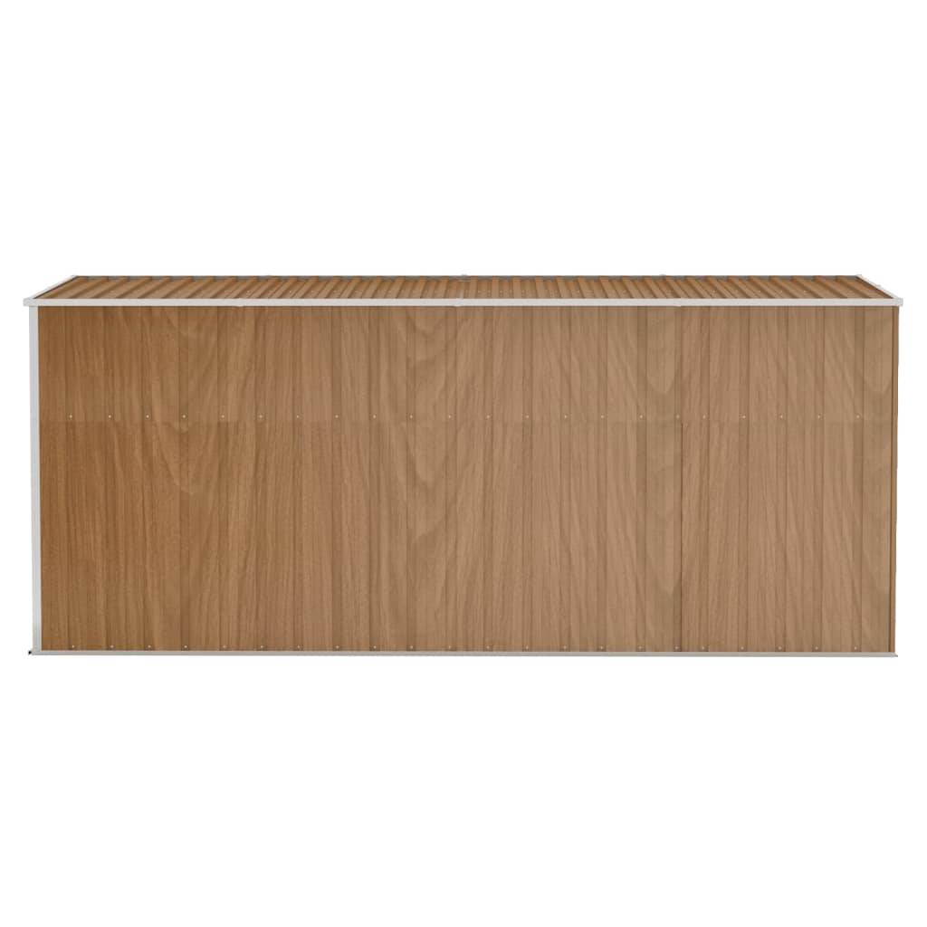 Helloshop26 - Abri de jardin cabane cabanon maison de stockage remise extérieur hangar outils robuste mural 118 x 382 x 178 cm acier galvanisé marron - Image 3