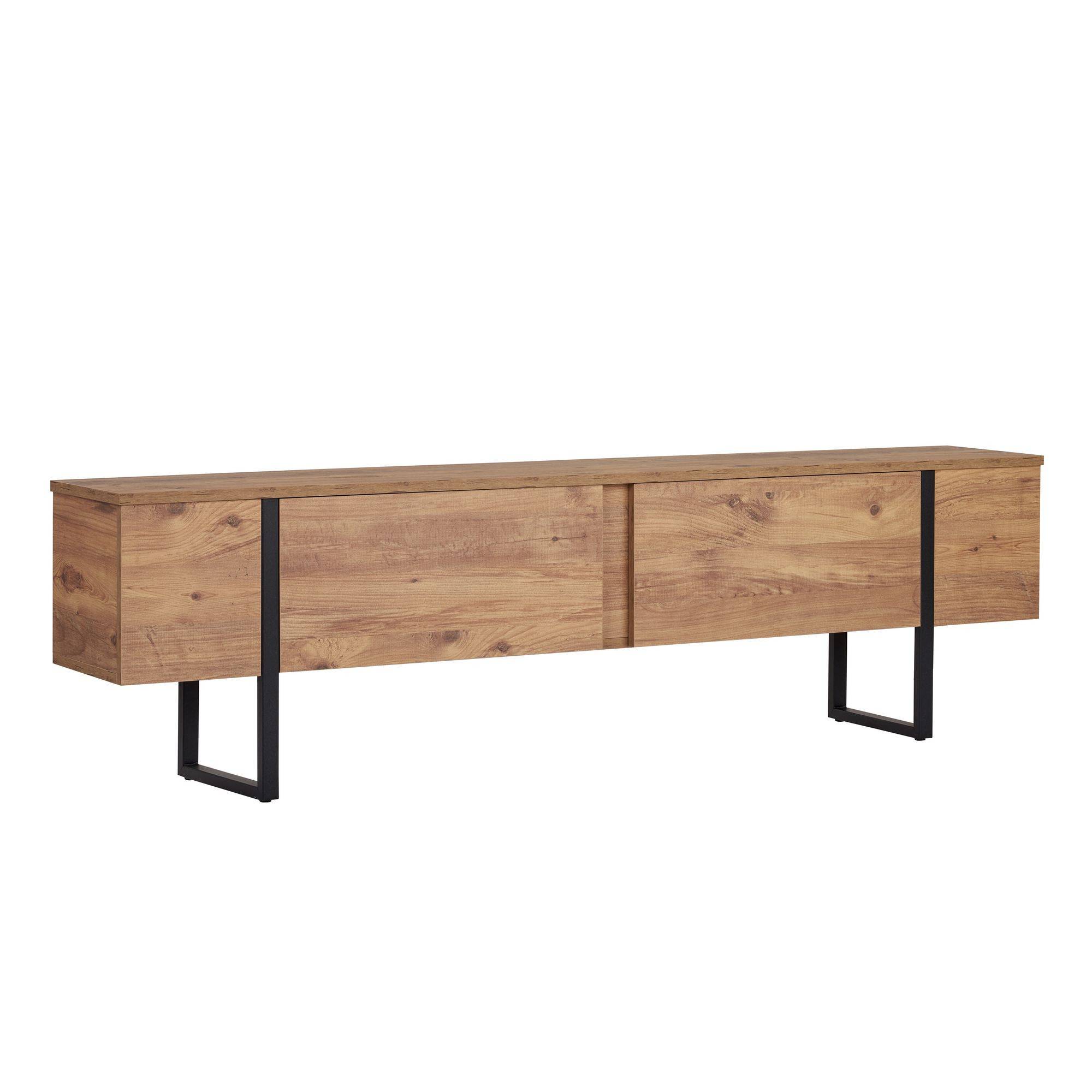 Habitat Et Jardin - Meuble Tv En Bois "onera" - 180 X 30 X 50 Cm - Pin Atlantique / Noir -hanah Home - Image 1