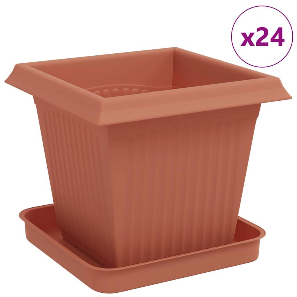 Vidaxl - Pots de plantes 24 pc Rouge brique Plastique vidaXL 3403304 - Image 2