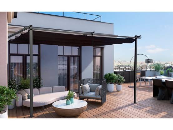 Pergola Adossée En Métal Avec Toit Rétractable - 3 X 4 M - Gris Anthracite -habitat Et Jardin - Image 2