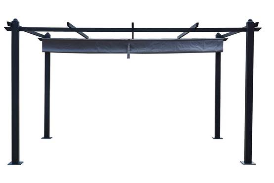 Pergola auto-portée 3 x 4 m avec toile rétractable grise NILA - Image 1