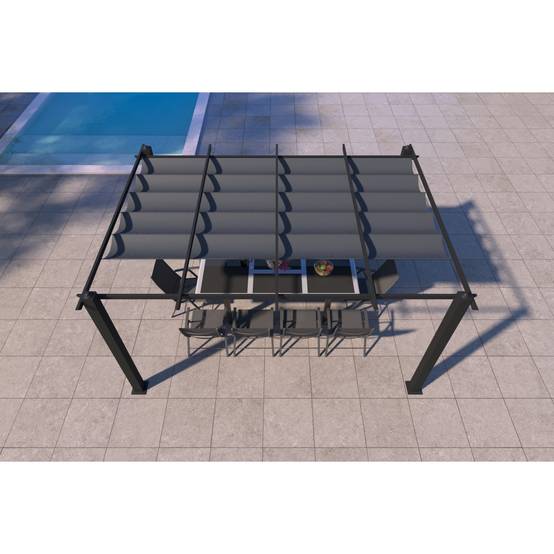 Pergola auto-portée 3 x 4 m avec toile rétractable grise NILA - Image 3
