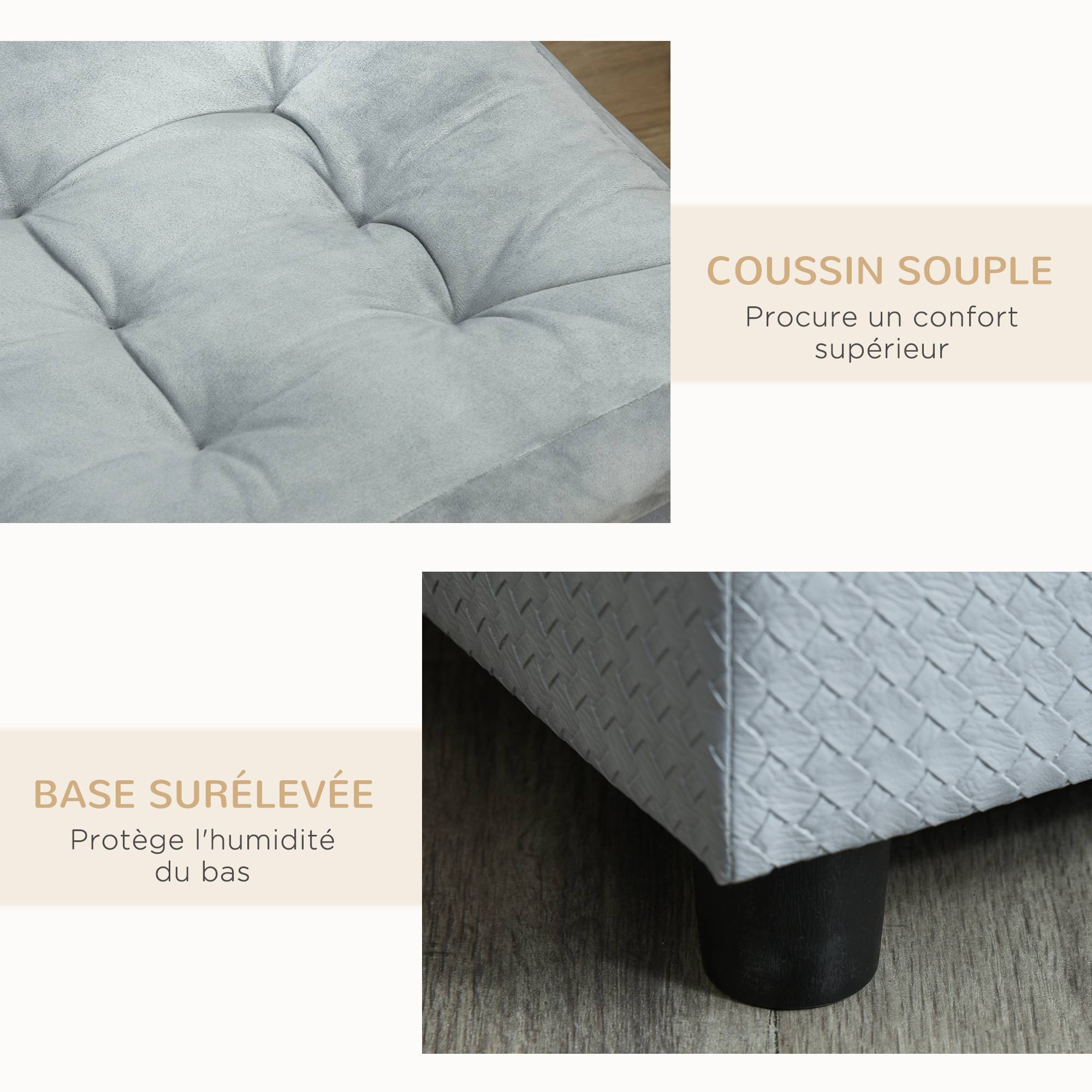 Sans Marque - Canapé Chien Chat sur Pied avec Coffre de Rangement Style Moderne Coussin d'assise Amovible Grand Confort 76 x 45 x 43 cm gris clair - Image 10
