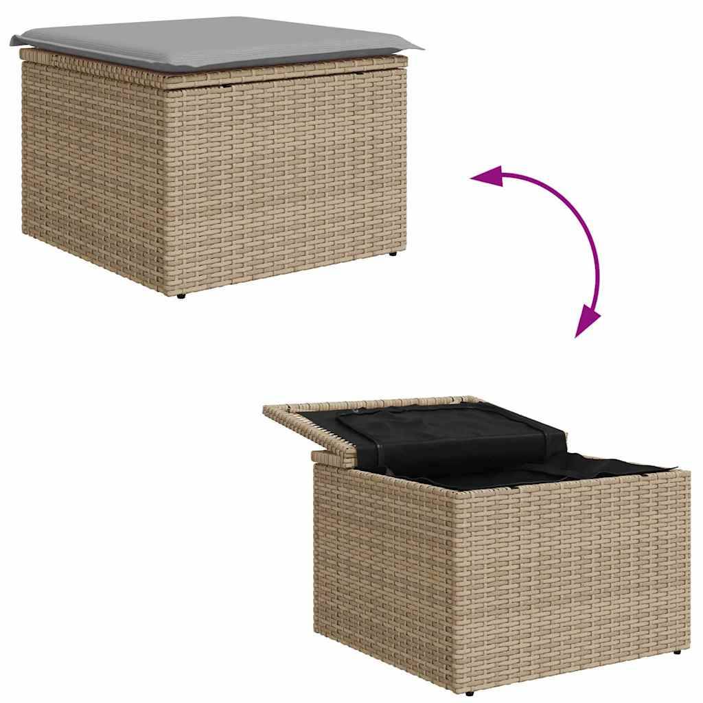 Canapé d'angle de jardin modulable résine tressée 7 pièces avec rangement 6 places Beige et Gris Clair – ComfortXL Outdoor Living - Image 9