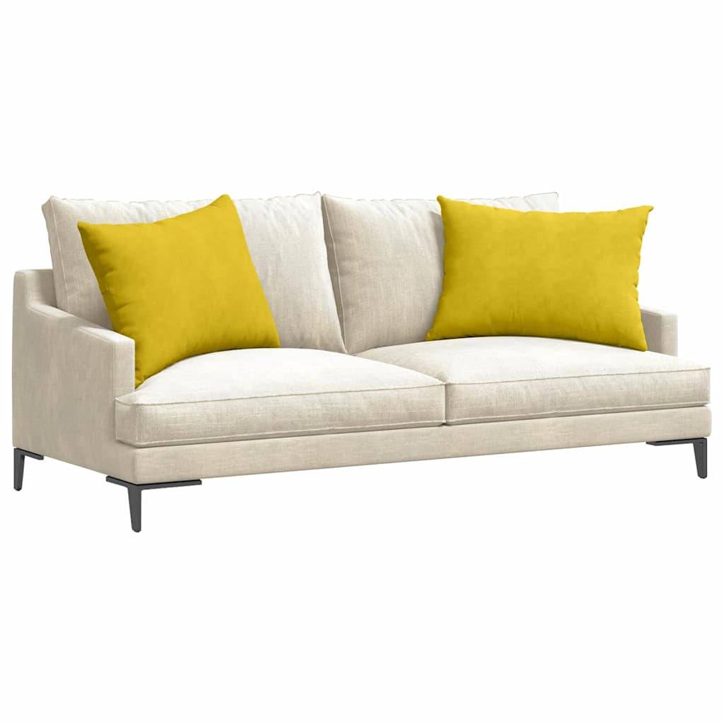 Paire de Coussins Moelleux Velours Côtelé Housse Amovible pour Canapé Salon Jaune 70x50 cm – ComfortXL Outdoor Living - Image 3