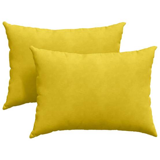 Paire de Coussins Moelleux Velours Côtelé Housse Amovible pour Canapé Salon Jaune 70x50 cm – ComfortXL Outdoor Living - Image 2
