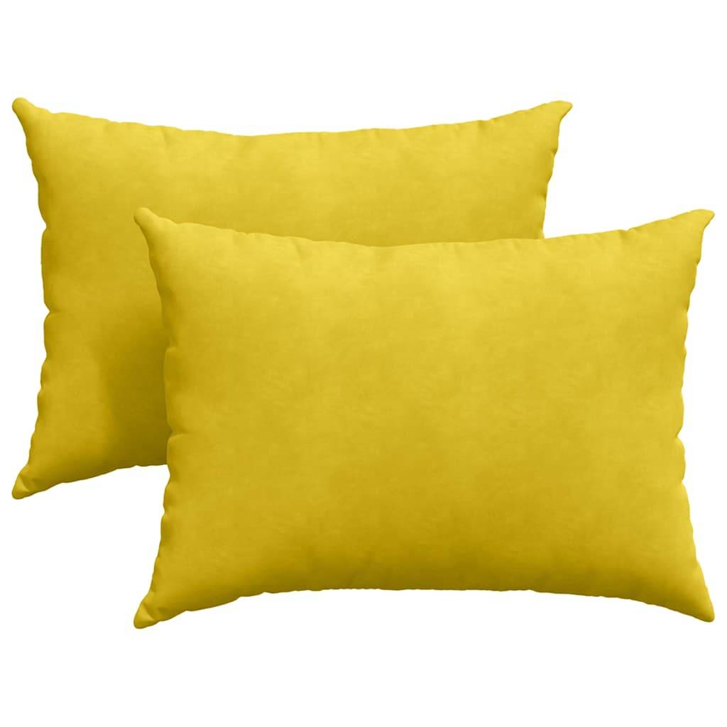 Paire de Coussins Moelleux Velours Côtelé Housse Amovible pour Canapé Salon Jaune 70x50 cm – ComfortXL Outdoor Living - Image 2