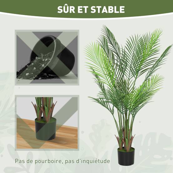 Palmier artificiel plastique bureau sanctuaire tropical 120 cm vert - ComfortXL Outdoor Living - Image 9