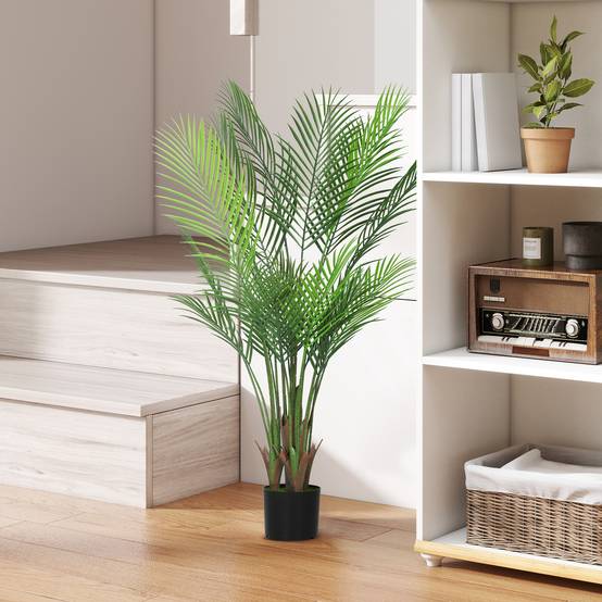 Palmier artificiel plastique bureau sanctuaire tropical 120 cm vert - ComfortXL Outdoor Living - Image 3