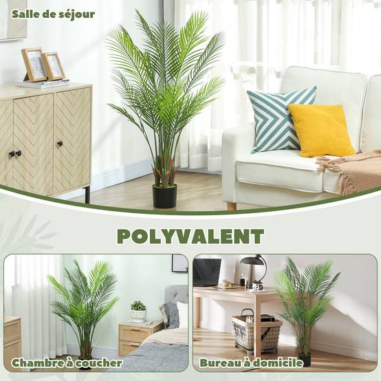 Palmier artificiel plastique bureau sanctuaire tropical 120 cm vert - ComfortXL Outdoor Living - Image 7