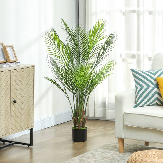 Palmier artificiel plastique bureau sanctuaire tropical 120 cm vert - ComfortXL Outdoor Living - Image 10