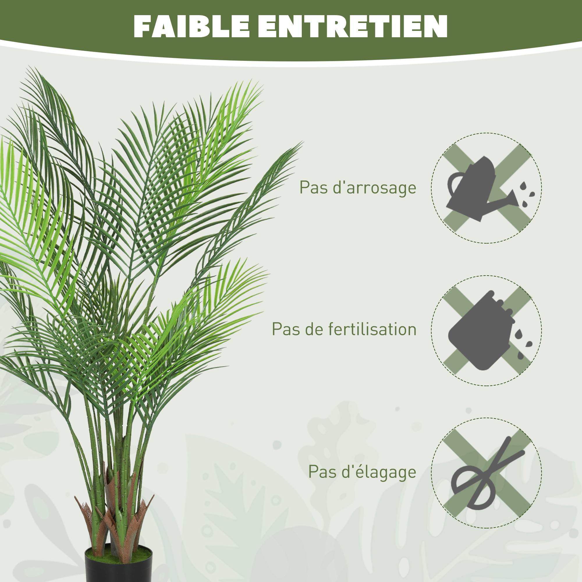 Palmier artificiel plastique bureau sanctuaire tropical 120 cm vert - ComfortXL Outdoor Living - Image 8