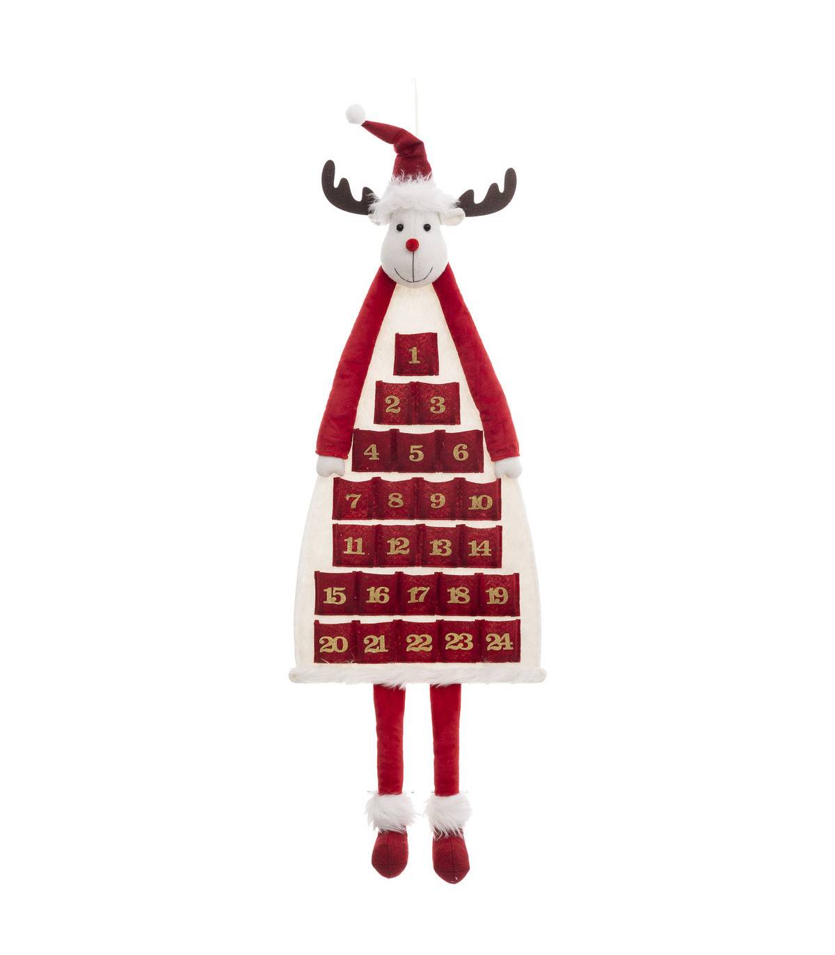 Fééric Lights & Christmas - Déco de Noël  Calendrier de l'Avent Renne rouge et blanc avec 24 pochettes - Image 1