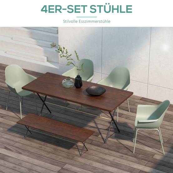 ComfortXL - Lot 4 chaises de jardin acier plastique terrasse extérieur avec accoudoirs vert - ComfortXL Outdoor Living - Image 4