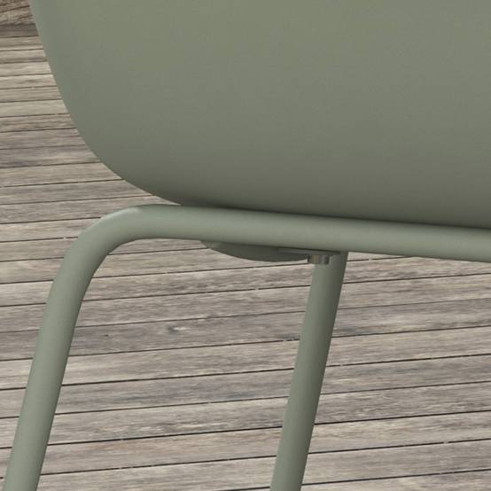 ComfortXL - Lot 4 chaises de jardin acier plastique terrasse extérieur avec accoudoirs vert - ComfortXL Outdoor Living - Image 8