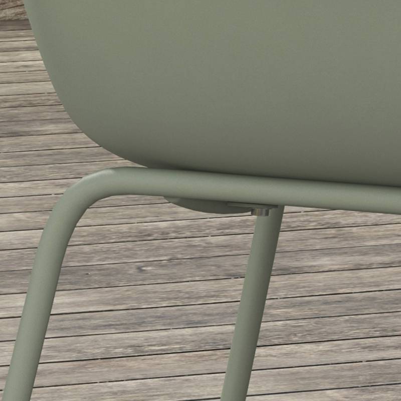 ComfortXL - Lot 4 chaises de jardin acier plastique terrasse extérieur avec accoudoirs vert - ComfortXL Outdoor Living - Image 8