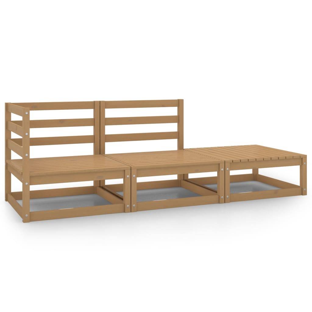Helloshop26 - Salon de jardin meuble d'extérieur ensemble de mobilier 3 pièces marron miel bois de pin massif - Image 1