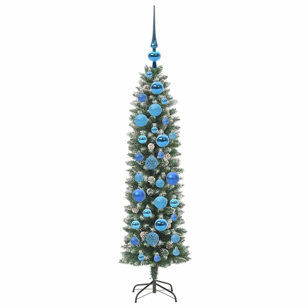 ComfortXL - Sapin de Noël Floqué Slim 120 cm, Pré-illuminé LED, Idéal Petits Espaces avec 61 Décorations – ComfortXL Outdoor Living - Image 4