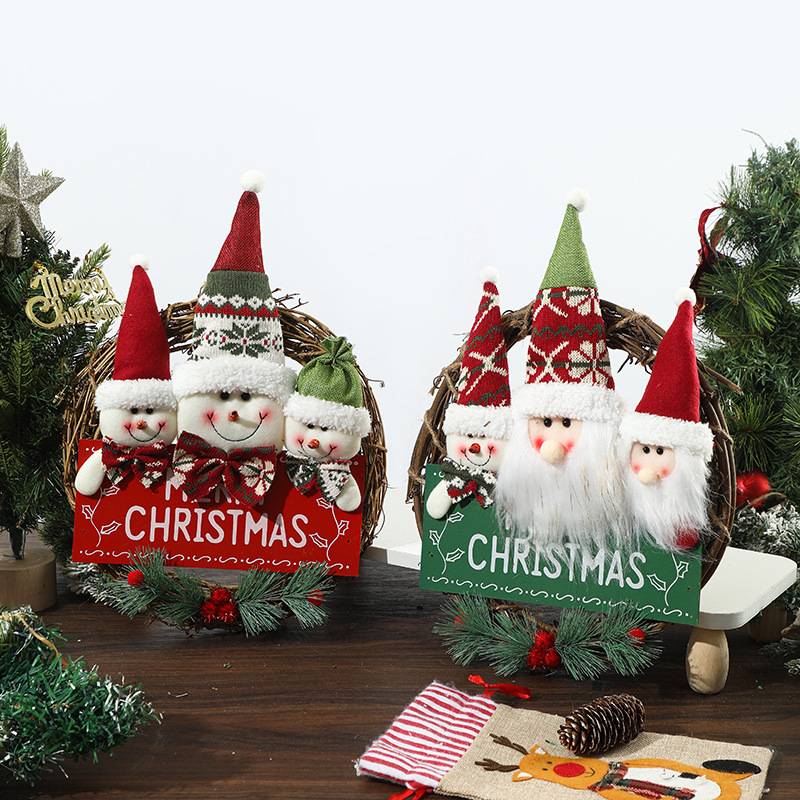 Couronne de Noël en rotin, couronne de Noël pour porte d'entrée, couronne en rotin de 32 cm, couronne bonhomme de neige, couronne suspendue, à suspend - Image 3