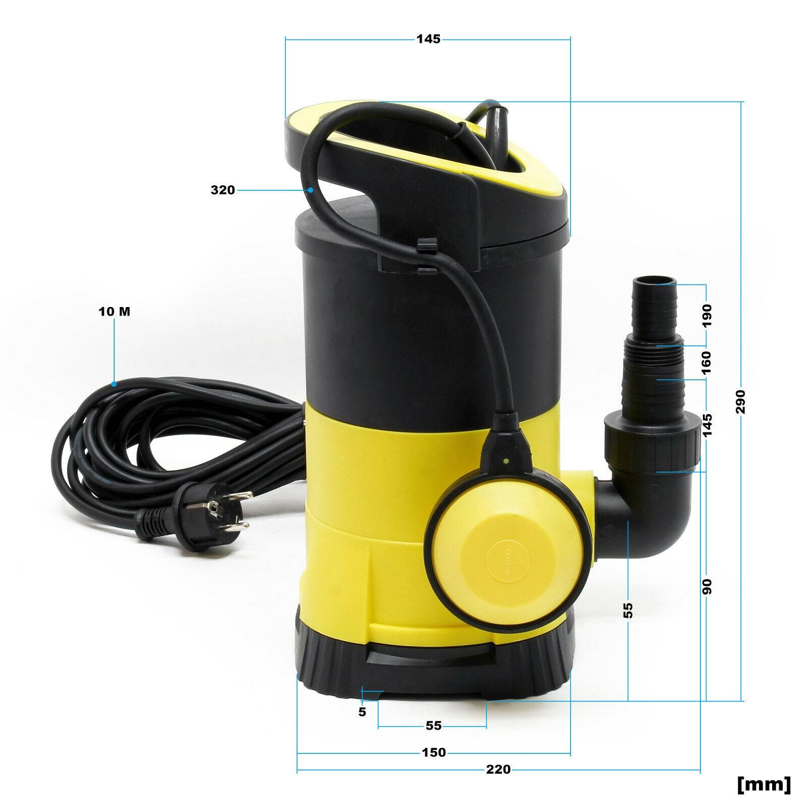 Helloshop26 - Pompe pour eaux usées 5000l/h 250 watts pompe submersible construction drainage jaune - Image 3