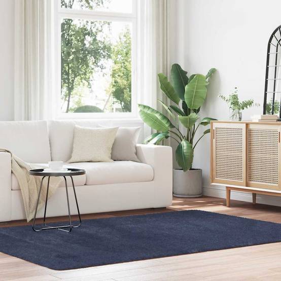 Tapis à Poils Longs en Polyester Confortable pour Décoration Intérieur Bleu Marine 160x230 cm – ComfortXL Outdoor Living - Image 1