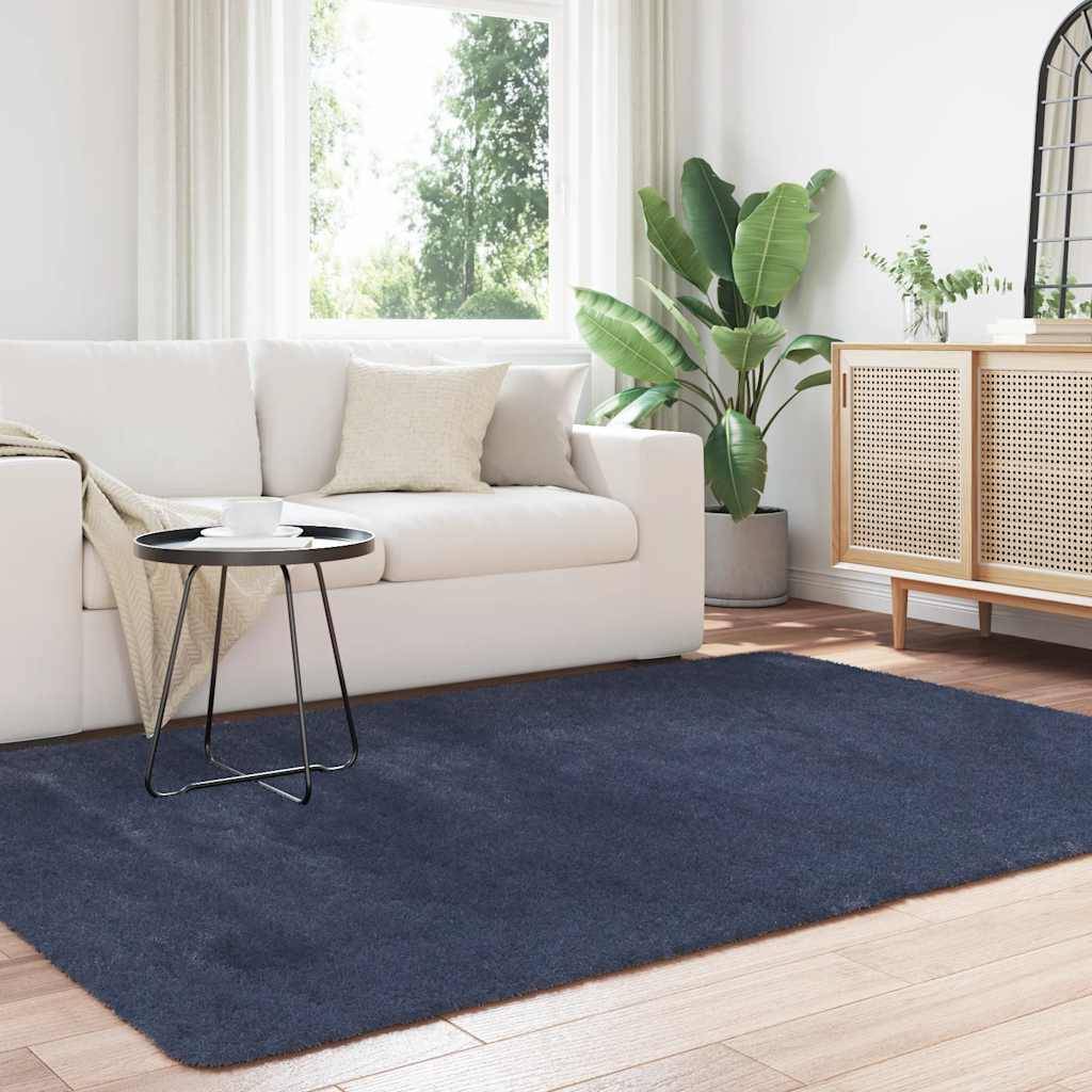 Tapis à Poils Longs en Polyester Confortable pour Décoration Intérieur Bleu Marine 160x230 cm – ComfortXL Outdoor Living - Image 3