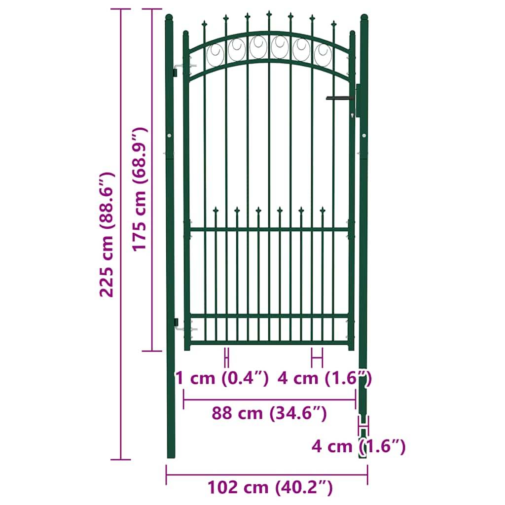 ComfortXL - Portillon d'Entrée Robuste en Acier avec Pointes pour Clôture Verte 100x175 cm – ComfortXL Outdoor Living - Image 5